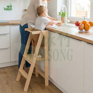 Tabouret d'apprentissage pliable en bois et bambou pour bébé, tour d'apprentissage pour tout-petits, aide de cuisine pour enfants, <span class=keywords><strong>chaise</strong></span> de sécurité pour la maison et la garderie - Product Image 4