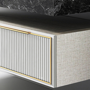 OPPOLIA Mueble de Baño Suspendido de Metal Arqueado Semicircular con Lavabo, Espejo y Lavamanos de Cerámica Acanalado - Product Image 5