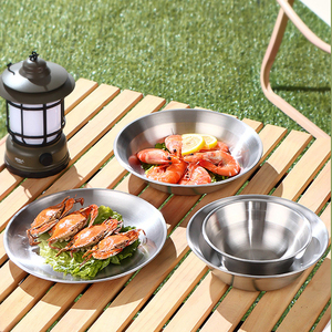 4 PCS 201 Edelstahl Outdoor Dining Set Kreis Tabletts & Untertassen Schalen Geschirr & Teller - Product Image 3