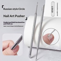 Pousse-cuticules professionnel en acier inoxydable double tête multifonction style russe pour manucure et soin des ongles