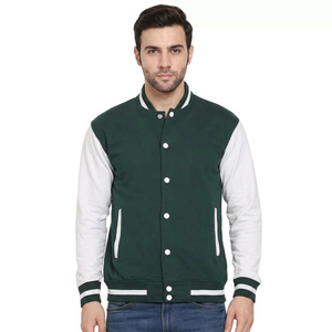 Chaqueta universitaria de talla grande para hombre con cuello en V, chaqueta de invierno de alta calidad con combinación de colores y botones. - Product Image 1