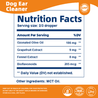 Nettoyant auriculaire pour chien recommandé par les vétérinaires pour l'élimination de la cire excessive et le soin apaisant des oreilles avec formule avancée d'huile ozonée