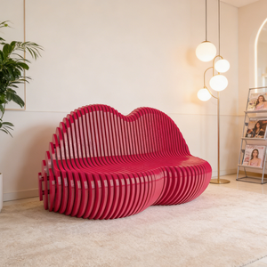 Sofá Cama de Madera Paramétrico con Forma de Labios Artísticos ML-SF01, Decoración Moderna de Alta Calidad para Hogar, Oficina, Sala de Estar y Uso Comercial - Product Image 1