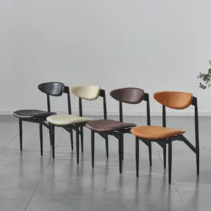 Leather metal frame pu dining chairs with black metal legs chinese supplier