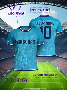 Maillot de football personnalisé pour hommes et femmes, manches courtes, séchage rapide, respirant, polyester, sublimation 3D, nom, numéro, couleur de l'équipe, drapeau du pays - Product Image 3