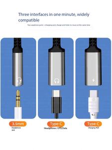Adaptateur de chargeur USB C vers casque 3,5 mm 3 en 1 Adaptateur audio USB C vers Aux pour iPhone 16 15 <span class=keywords><strong>Samsung</strong></span> <span class=keywords><strong>Galaxy</strong></span> S24 S23 - Product Image 4