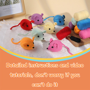 Kit de ganchillo de animales de ratón colorido DIY con bolas de hilo fino-Muñeca de tejer hecha a mano para principiantes - Product Image 2