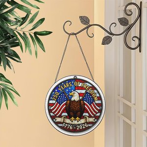 Pendentif attrape-soleil en vitrail, ornement du 250e anniversaire des États-Unis, 1776-2026, motif drapeau aigle - Product Image 2