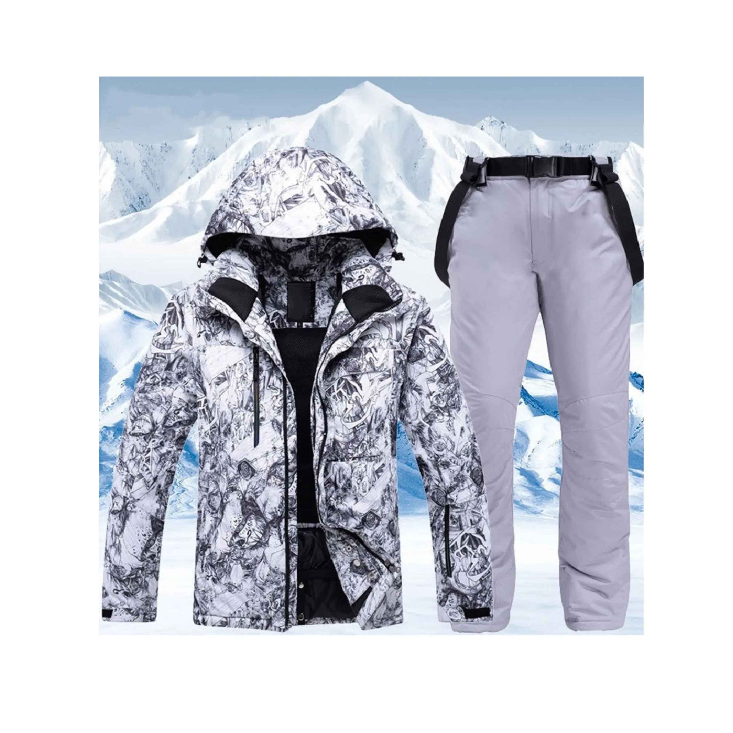 Vêtements d'hiver en Polyester pour hommes, garde au chaud, imperméable, coupe-vent, tenue de neige et de Ski,