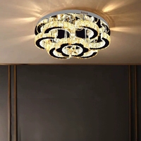Plafonnier fantaisie avec forme de fleur, lampe de plafond en cristal LED pour la décoration de la maison, lustre de plafond moderne, montage en surface de 600 mm