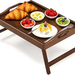 Plateau de service pliable en bambou 35x20x5 cm, rectangulaire, alimentaire, portable, pour la maison, le restaurant, l'hôtel - Product Image 5