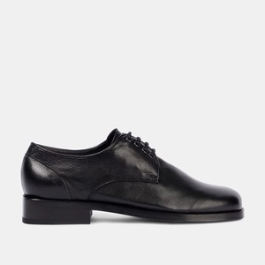 Classique britannique petites chaussures en cuir carré bout rond lacets de chaussures simples lacets bas et chaussures Derby - Product Image 2