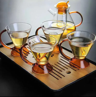 Juego de tazas de vidrio Nuevo diseño de llegada Taza colorida Calefacción Café frío Juego de tazas de hervidor de vidrio