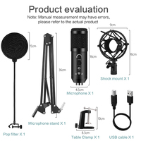 Kit de microphone à condensateur USB en métal pour studio, enregistrement sur ordinateur, vlog, podcasting, vidéo, avec support