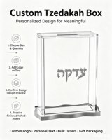 Boîte de charité juive personnalisée en acrylique transparent avec compartiment amovible pour dons, idéale pour la maison, la synagogue et les événements religieux - Tianyue