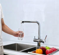 Robinet de cuisine à double poignée avec filtre purificateur d'eau, eau froide et chaude, 5 en 1