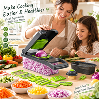 Hachoir à légumes multifonctionnel, coupe-légumes de cuisine, trancheuse, hachoir à légumes, coupe-carottes, coupe-ail avec récipient