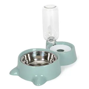 Bol d'alimentation en eau nourriture pour chats chiens fontaine d'alimentation pour boire support surélevé plat Double conteneurs