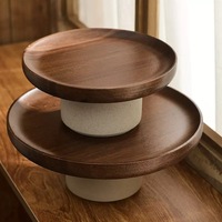 Precio al por mayor de platos de flores de acacia para mesas de boda, platos altos para frutas, expositores y soportes para postres del fabricante