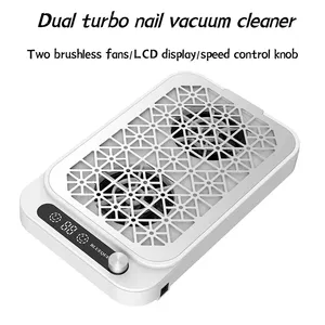 Aspirateur à ongles double ventilateur turbo sans balais, nouveau style, poignée en plastique et acier inoxydable, haute puissance, vitesse réglable, affichage CE - Product Image 1