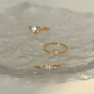 Nouvelle Bague Femme Dazan Été <span class=keywords><strong>2026</strong></span> Tendance Ins en Acier Inoxydable Plaqué Or PVD 18 carats, Minimaliste, Mignonne, Géométrique, avec Zircon Blanc - Product Image 4