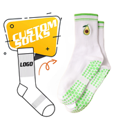 Chaussettes de yoga antidérapantes respirantes de bonne qualité avec logo brodé personnalisé, bordure à volants, chaussettes de pilates pour femmes