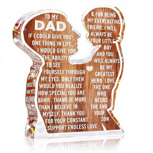 MAMAGIFTREE Regalo de San Valentín <span class=keywords><strong>y</strong></span> Cumpleaños para Papá - Placa Acrílica con Diseño de Corazones <span class=keywords><strong>y</strong></span> Amor Infinito, Decoración de Escritorio para el Mejor Papá del Mundo - Product Image 1