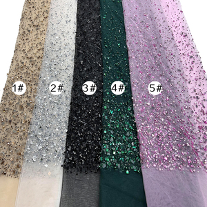 Sang Trọng Chất Lượng Cao Trắng Pha Lê Ren Vải Chất Lượng <span class=keywords><strong>Rhinestone</strong></span> Đính Cườm Lưới Cho Váy Cưới - Product Image 5