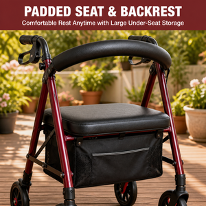 Collapsible Rollator Walker With Seat and Storage Compartment for Nursing Home Senior Residents Daily Walking <strong>Aid</strong> - Product Image 1