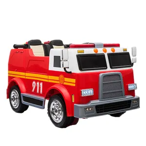 Coche de bomberos para niños, camión con batería de 12V/24V, con música y claxon