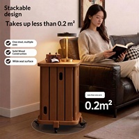 Tabouret et ottoman carrés empilables en bois massif, style crème, pour table à manger domestique