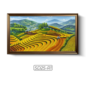 Pintura al Óleo Personalizada de Campos de Arroz en Terrazas sobre Lienzo, Decoración para el Hogar, Servicio OEM ODM de Vietnam, Modelo SD25-R1 - Product Image 1