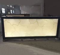 Comptoir de Bar à Maison en Forme de L en Pierre de Marbre Onyx à Vendre Comptoir de Bar Commercial Préfabriqué Rétro-Éclairé par Led