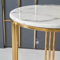Table basse de luxe 2021, table d'appoint moderne, structure en bois massif, plateau en marbre blanc, ronde