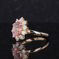10 Karat Gelbgold Sakura Pink Lab gewachsener Saphir Edelstein Moissan ite Edelstein Ring