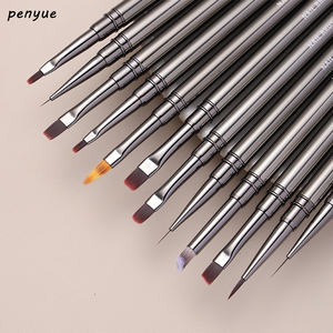 Ensemble d'outils de <span class=keywords><strong>manucure</strong></span> DIY tête plate Nylon Nail Art UV Gel Extension Builder Liner Hair Shape Painting Carving Crimped Ustensiles - Product Image 5