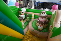 Château gonflable commercial d'extérieur sur le thème des desserts, avec toboggan, pour enfants