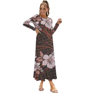 Puletasi Váy Vải Co Giãn Cotton Polyester Giá Xuất Xưởng Váy Dài Tay Nữ Tùy Chỉnh Theo Yêu Cầu Polynesia