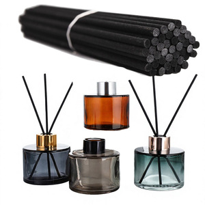<b>Reed</b> <b>Diffuser</b> Sticks Black Fiber <b>Reeds</b> Scented Oil <b>Diffuser</b> Set Glass Bottles with Metal Caps Home Fragrance Decor - Product Image 1