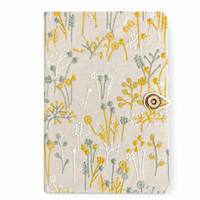 5 styles de couvertures en tissu brodé personnalisables OEM/ODM, options d'impression de logo personnalisé, journal en lin avec fermeture à bouton en bois