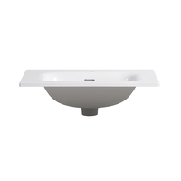Robinet de lavabo moderne à trou unique en céramique à bord fin, à poser sur le dessus, pour salle de bain, hôtel, villa, appartement, blanc, rectangulaire