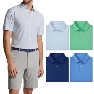 Custom Golf Performance Blank Sublimation Shirts 100 Polyester Classic Casual Stripe Printing Polo Shirts