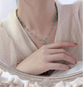 Collar Minimalista Geométrico de Acero Inoxidable con Turquesa, Chapado en Oro de 18K, Joyería con Cuentas de Piedra Natural, Regalo Romántico para Ella 2026 - Product Image 4