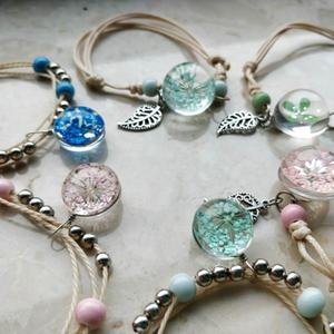 Hochwertige Kristallglas kugel Charm Armband Frauen Mehr schicht iges Leder armband Lucky Leaf <span class=keywords><strong>Clover</strong></span> Flower Anhänger Armreifen - Product Image 3