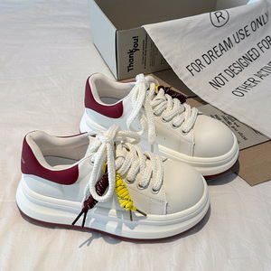 Zapatillas blancas de caña alta para mujer - nuevo estilo - zapatos con plataforma - versátiles - que aumentan la altura - zapatos de skate - casuales - deportivos - Product Image 5