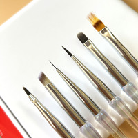 Nouveau set de pinceaux à ongles multifonctionnels de style japonais, électroplaqués UV, colorés, en forme de gourde, pour liner, en silicone et plastique, lot de 6