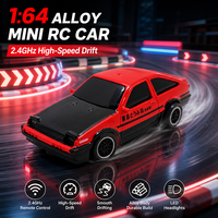 Voiture de course télécommandée en alliage RC, modèle AE86, 2.4G, échelle 1:64, mini-voiture de drift de simulation, jouet de bureau, cadeau