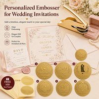 Timbres en relief personnalisés avec initiales ou motifs - parfaits pour les cadeaux de mariage, les décorations de table et les invitations.