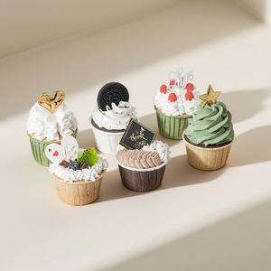 Cupcakes artificiels réalistes haut de gamme, fausses décorations de desserts pour Pâques, Noël, événements festifs, décoration de table, vitrine de boulangerie - Product Image 1