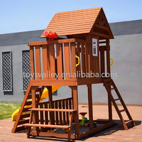 Maison de jeu classique en bois à double étage avec toboggan télescopique et bac à sable lumineux pour bébés de 4-6 mois et 7-9 mois Shandong